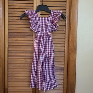 NWT Bailey's Blossoms Girls Checkered Romper Jumpsuit Size 3T